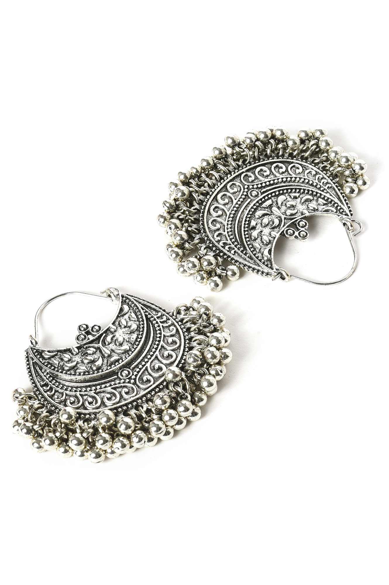 Silver Coloured Oxidised Hoop Earrings