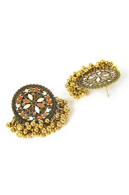 Multi Enamelled Stud Earrings With Ghungroos