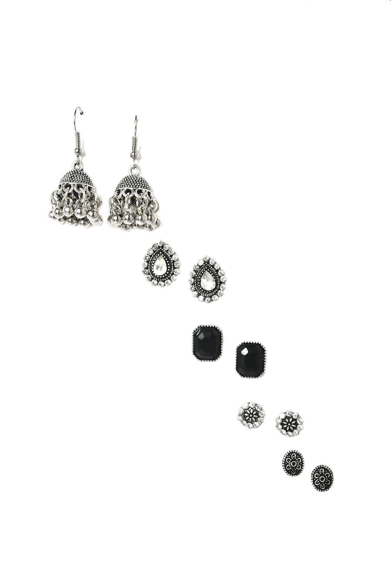 Black Stud Combo Of 5 Earrings