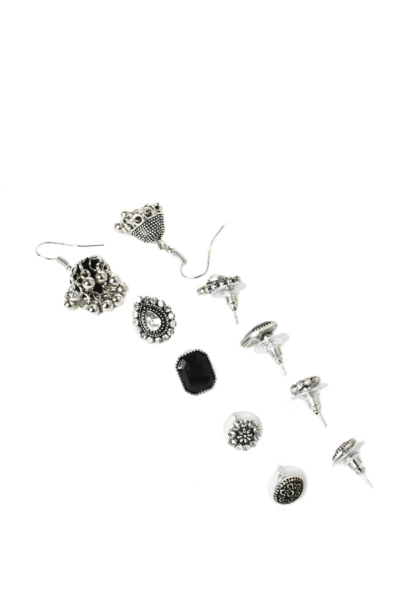 Black Stud Combo Of 5 Earrings