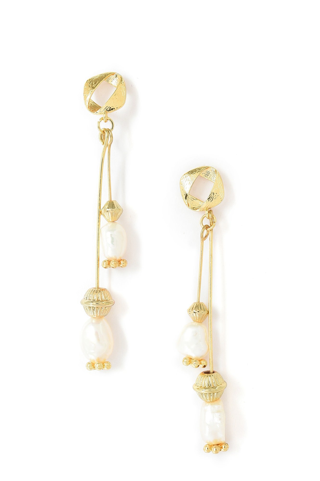 White Handcrafted Contemporary Drop Earrings