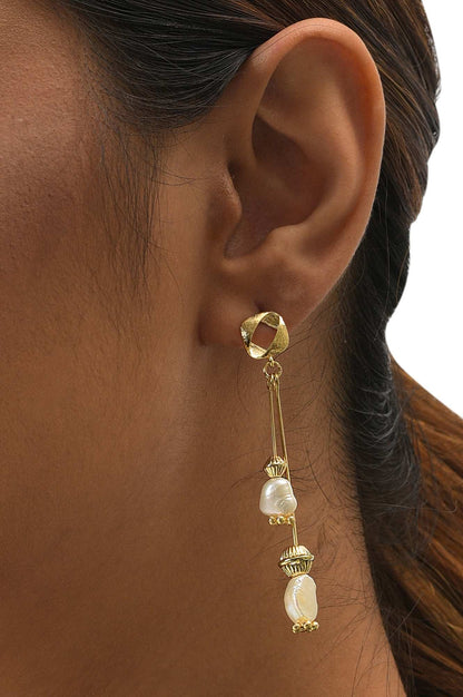 White Handcrafted Contemporary Drop Earrings