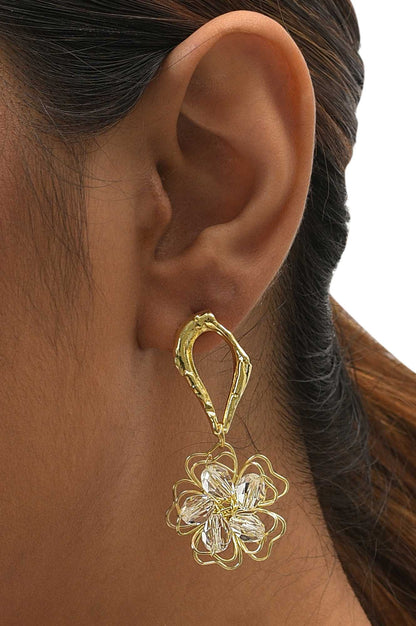 White Festive Floral Shaped Drop Earrings