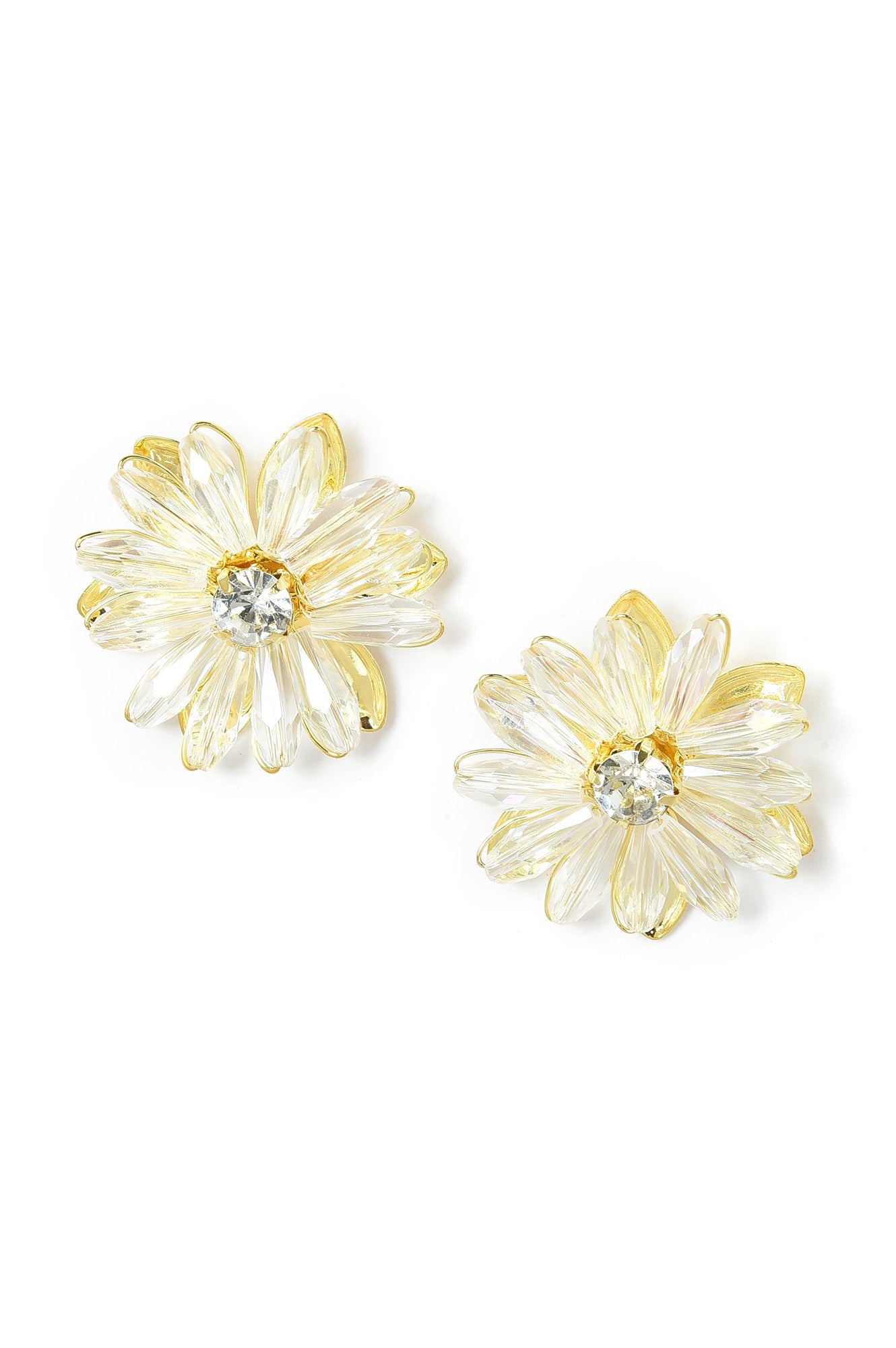 White Handcrafted Floral Stud Earrings