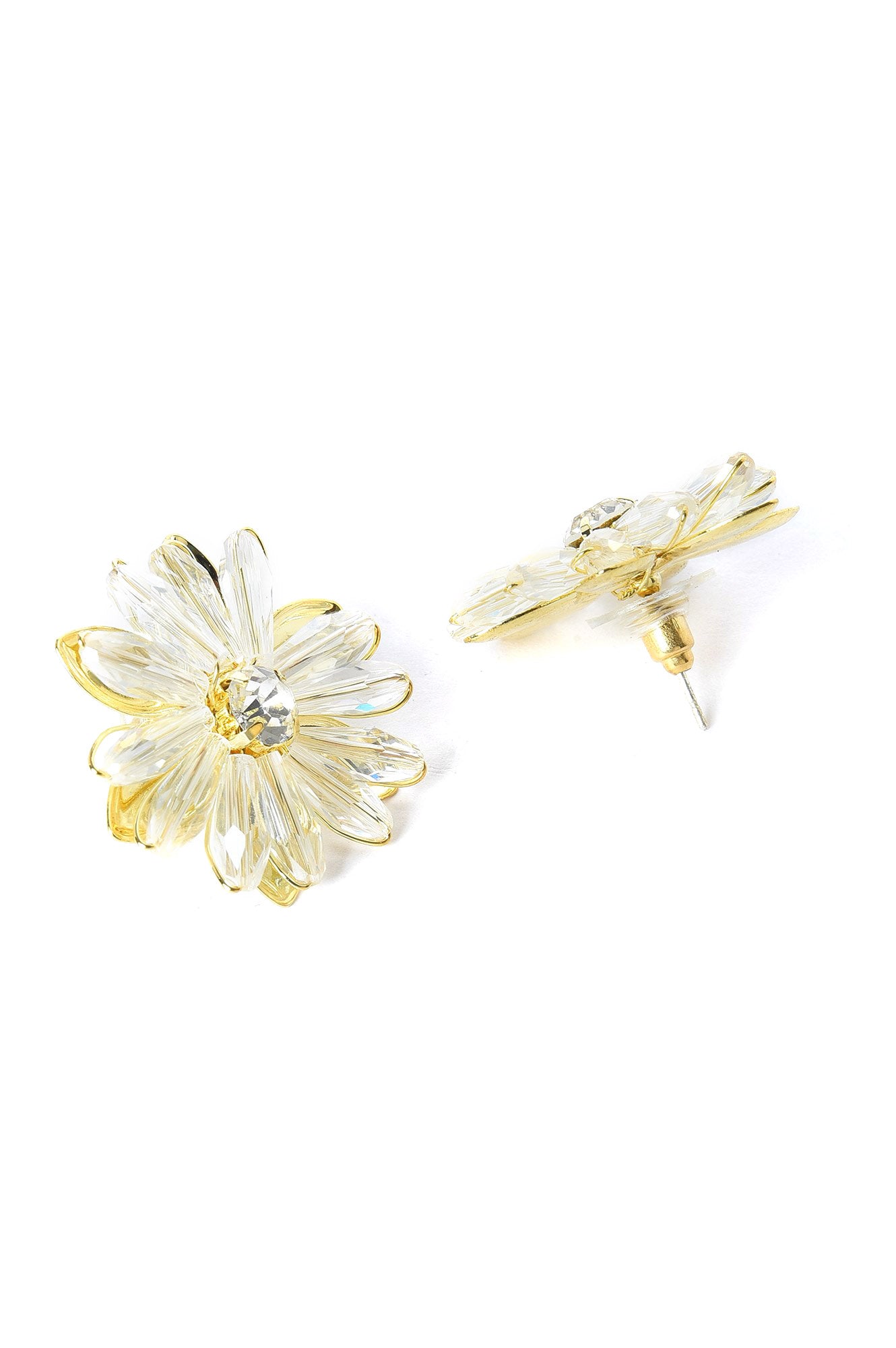 White Handcrafted Floral Stud Earrings