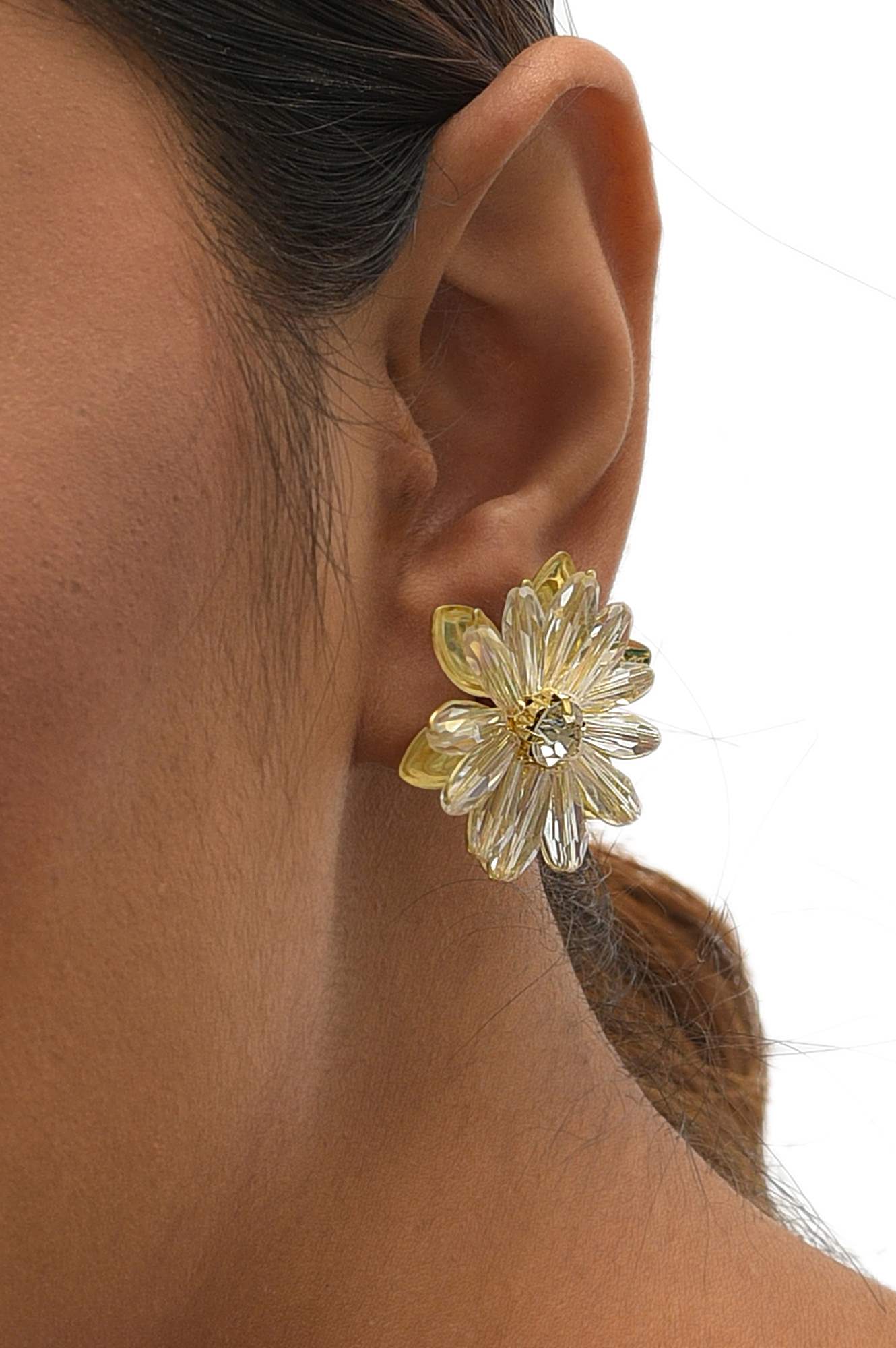 White Handcrafted Floral Stud Earrings