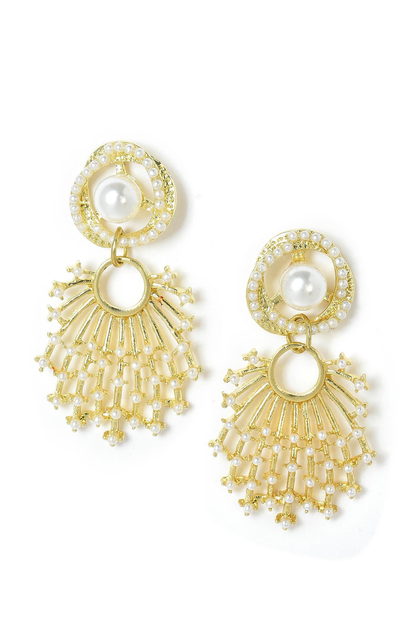 White Handcrafted Party Wear Dangler Earrings