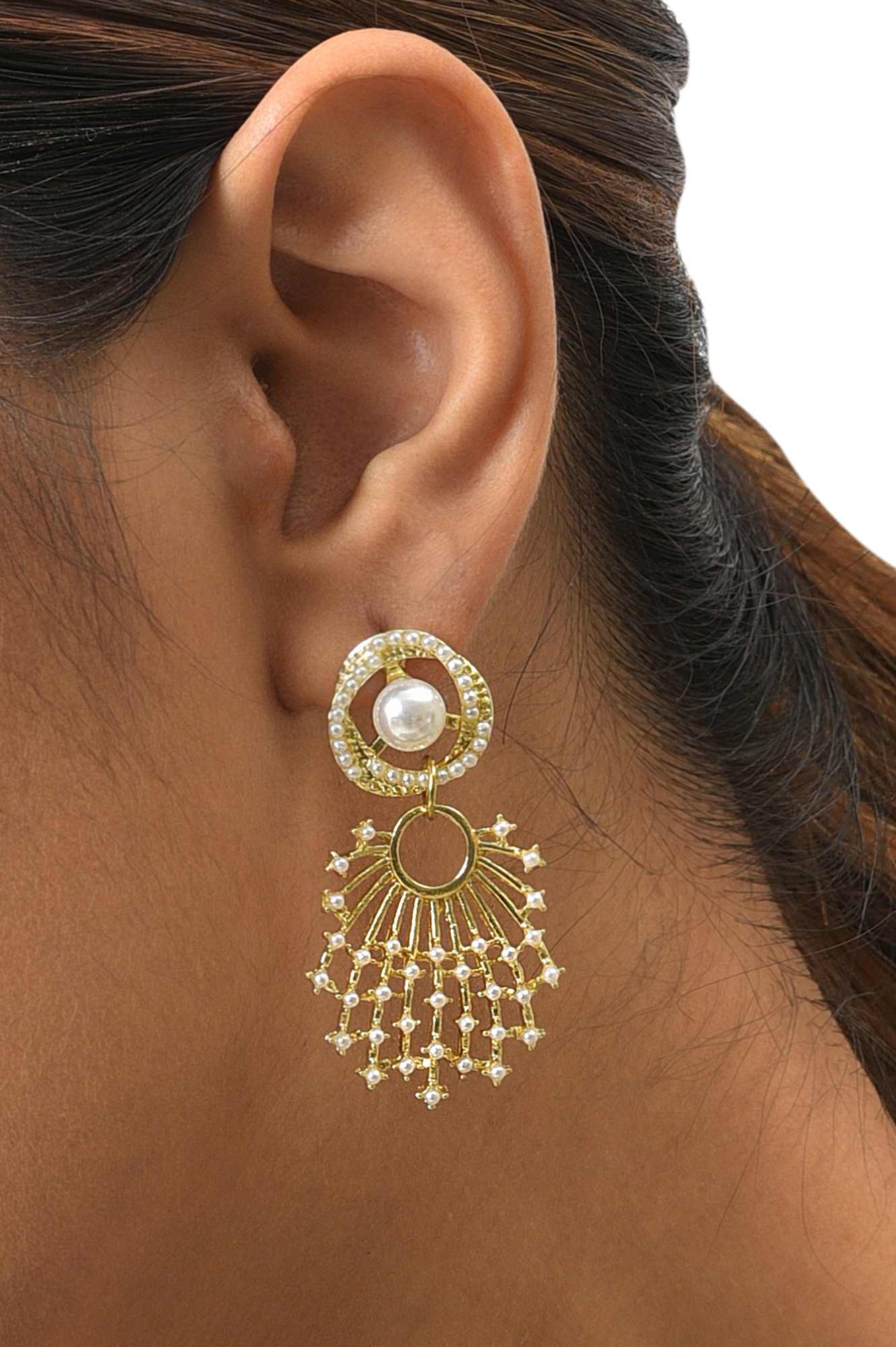 White Handcrafted Party Wear Dangler Earrings