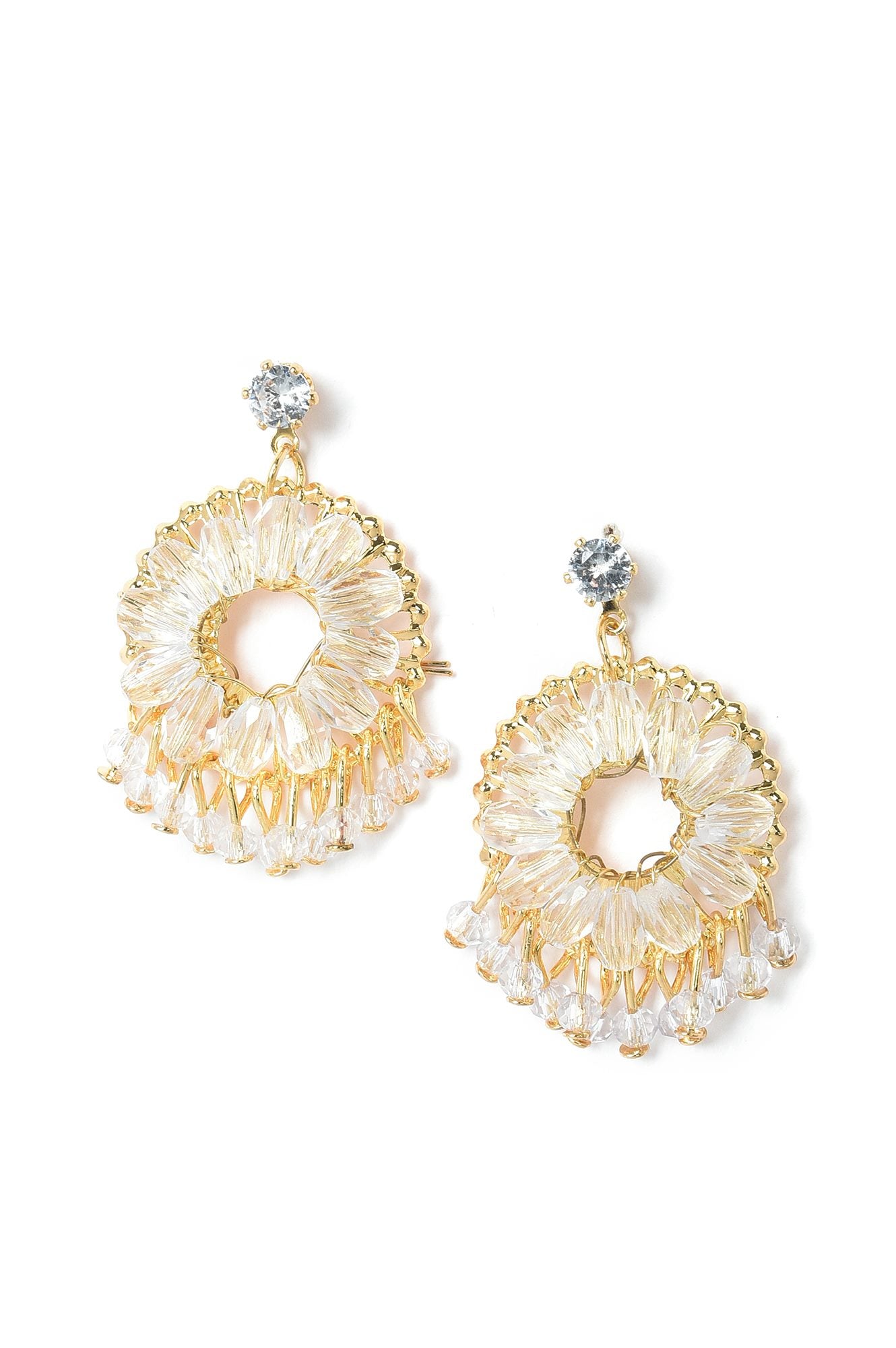 White Handcrafted Party Drop Earrings