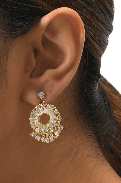 White Handcrafted Party Drop Earrings