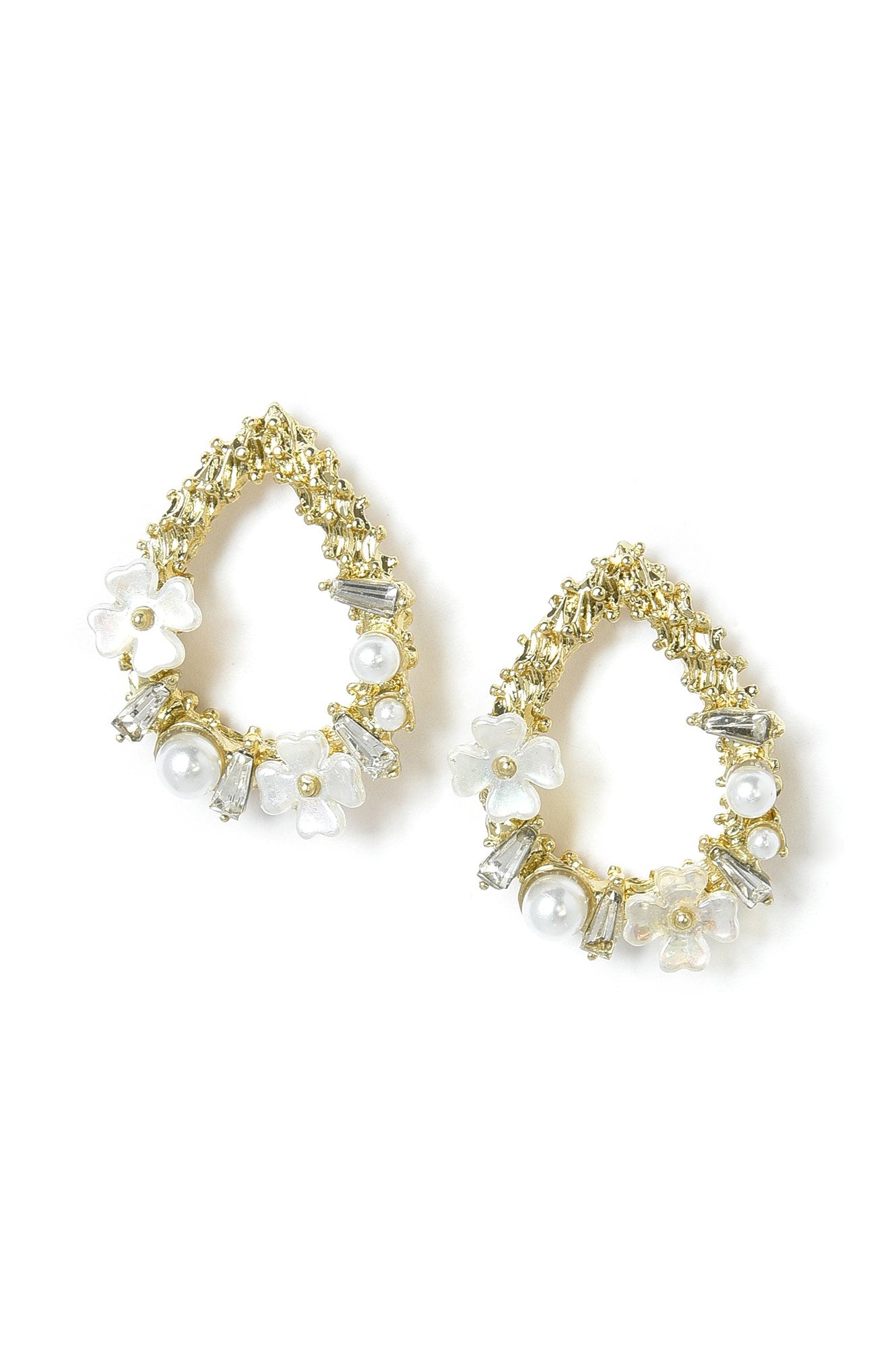 White Handcrafted Stud Earrings With Beads