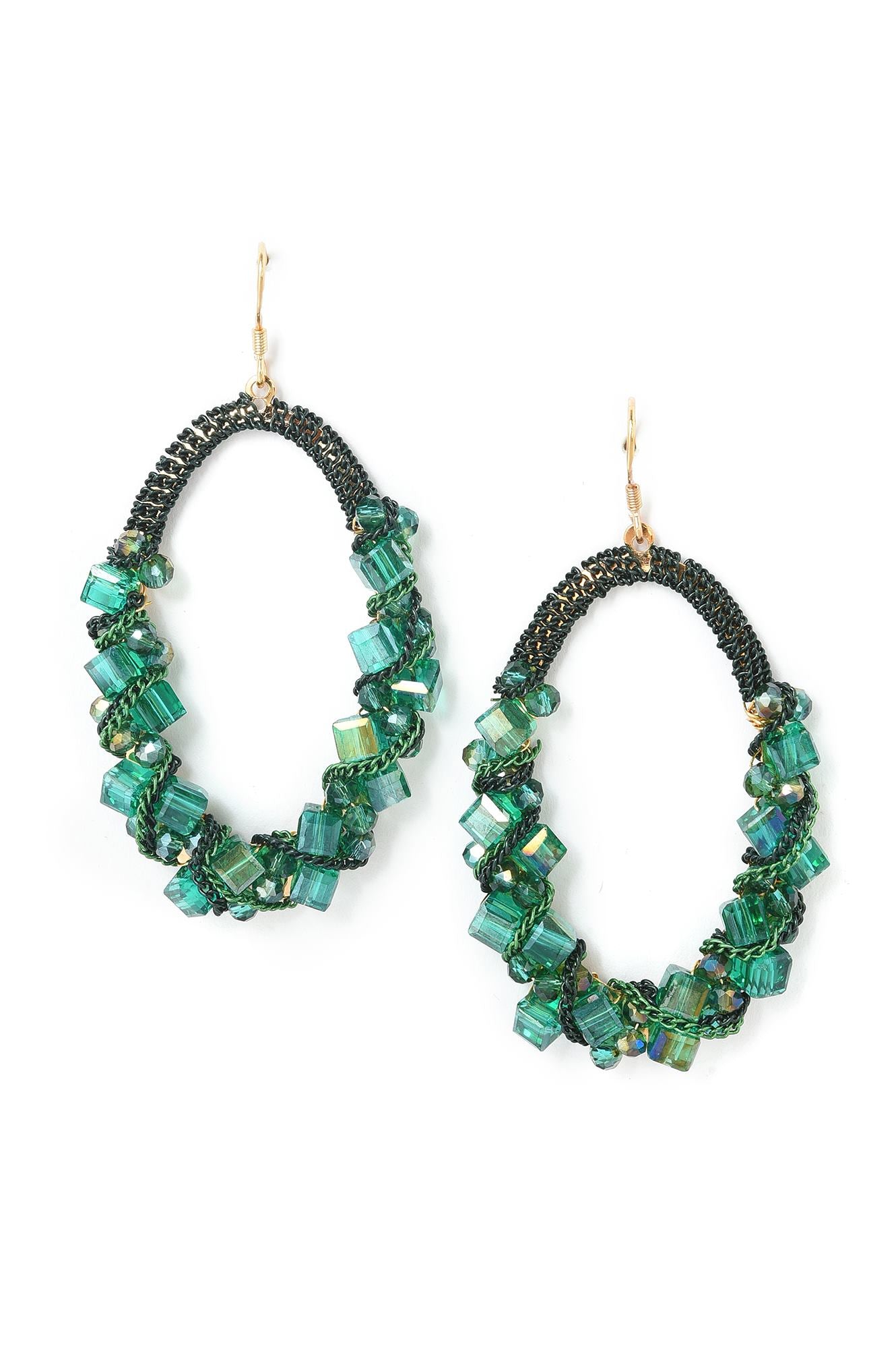 Green Ethnic Handcrafted Dangler Earrings