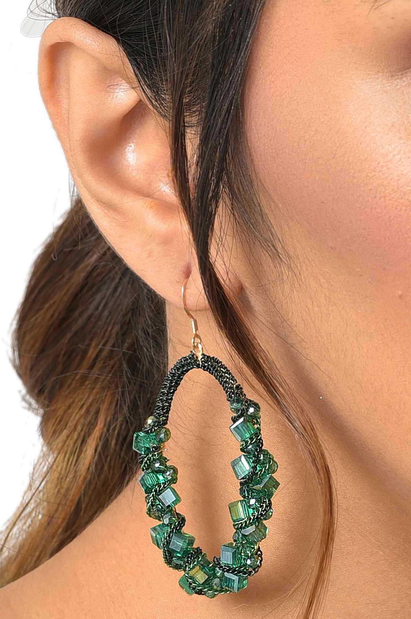 Green Ethnic Handcrafted Dangler Earrings