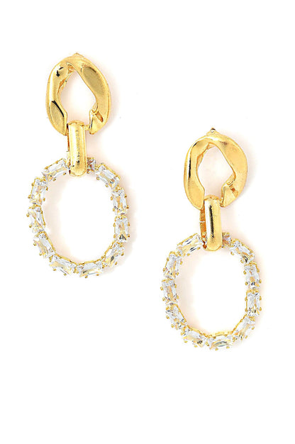 White And Golden Handcrafted Party Drop Earrings