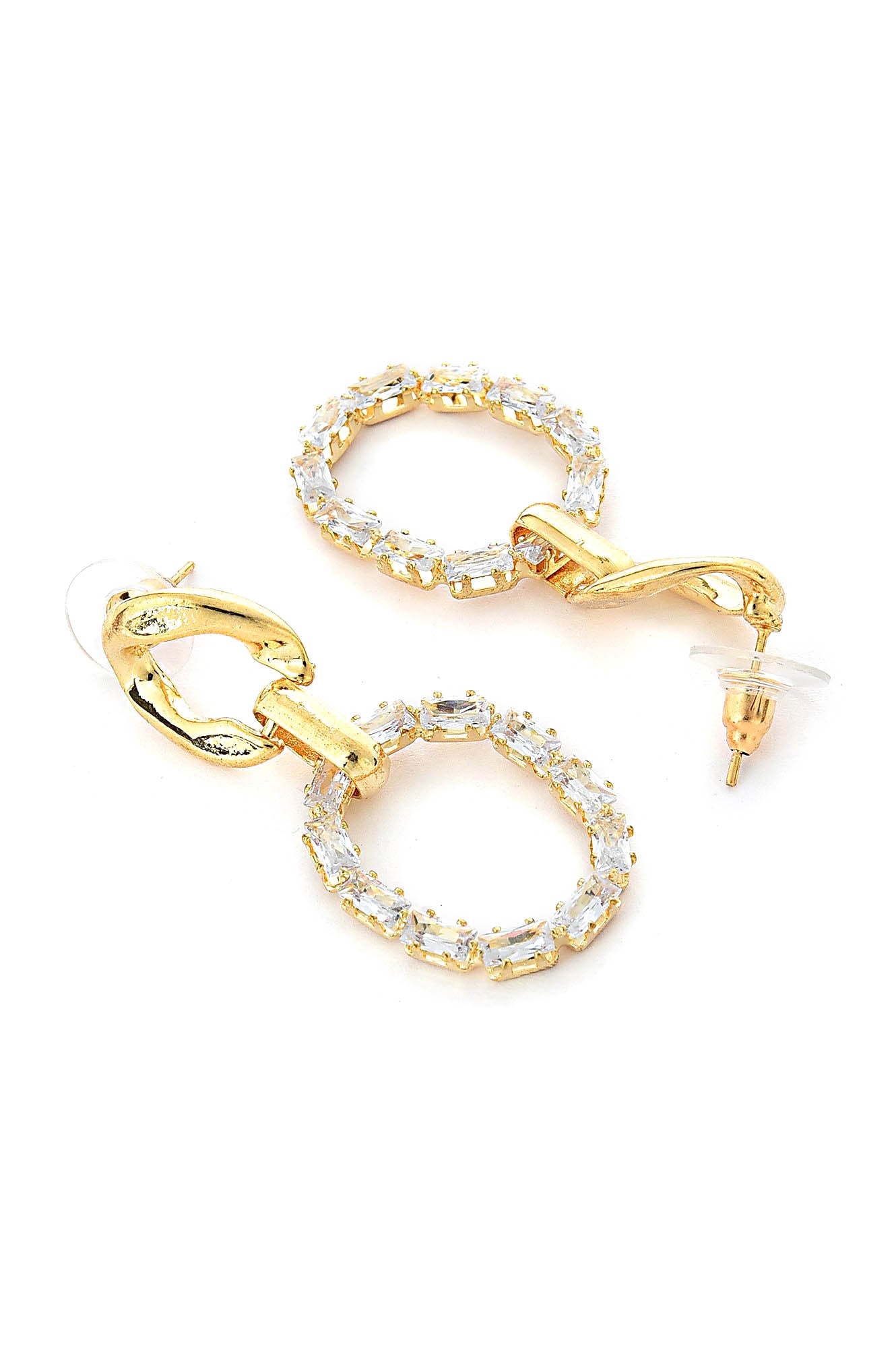 White And Golden Handcrafted Party Drop Earrings