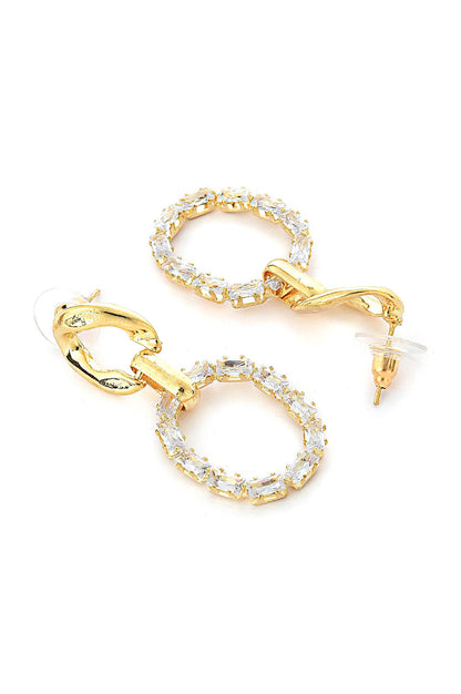 White And Golden Handcrafted Party Drop Earrings