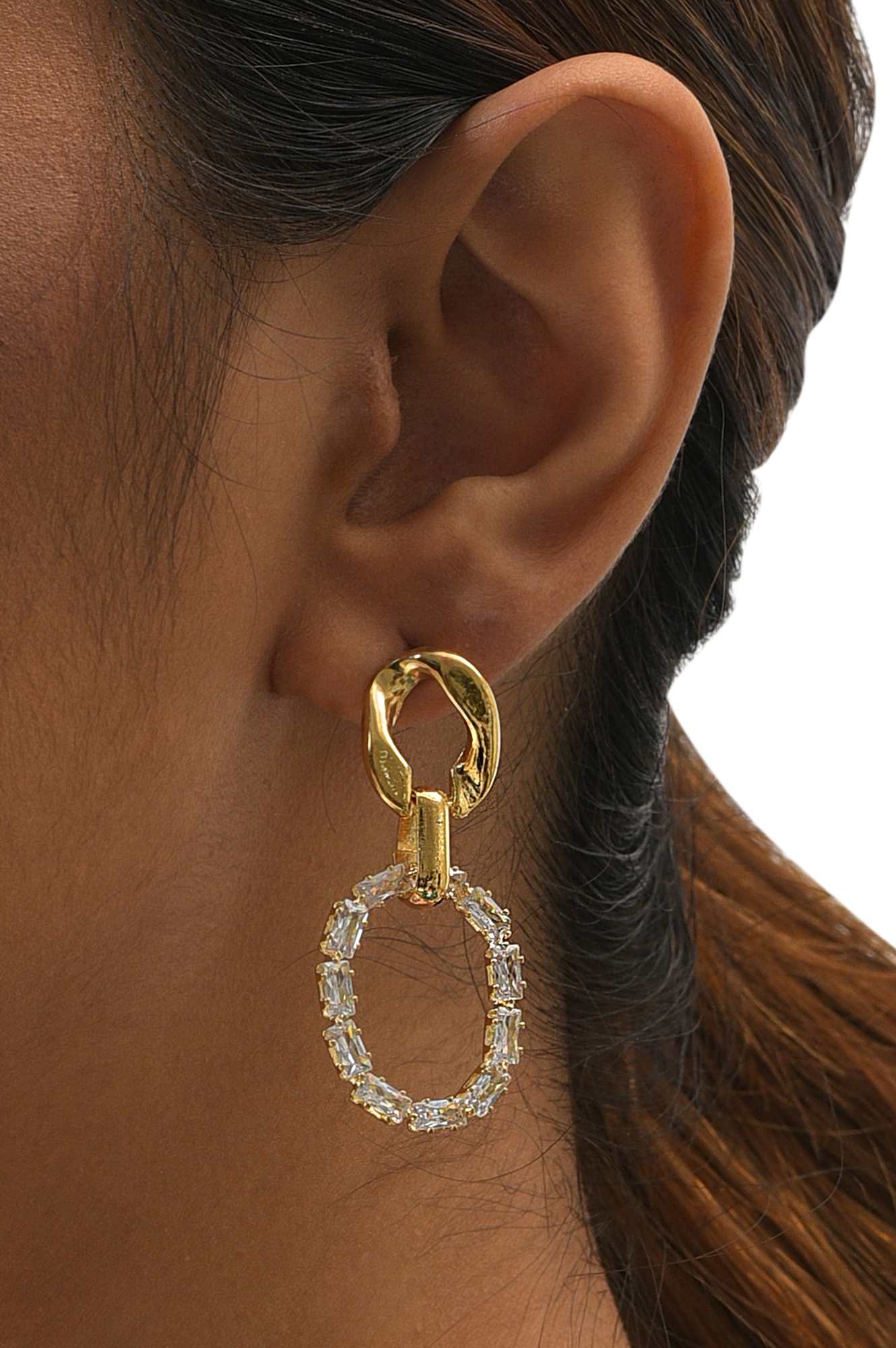 White And Golden Handcrafted Party Drop Earrings