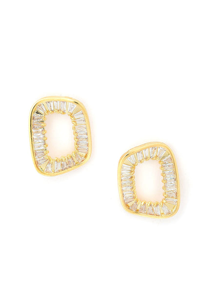 White And Gold Handcrafted Rounded Stud Earrings