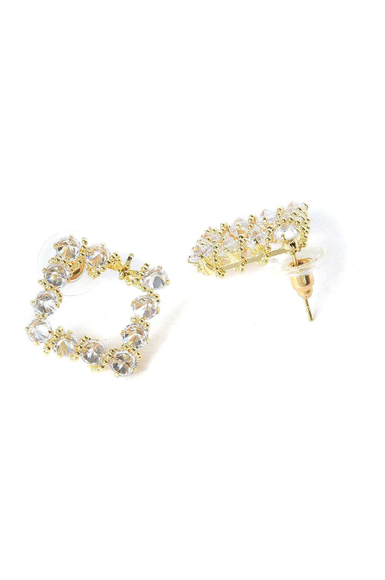 White And Gold Party Stud Earrings