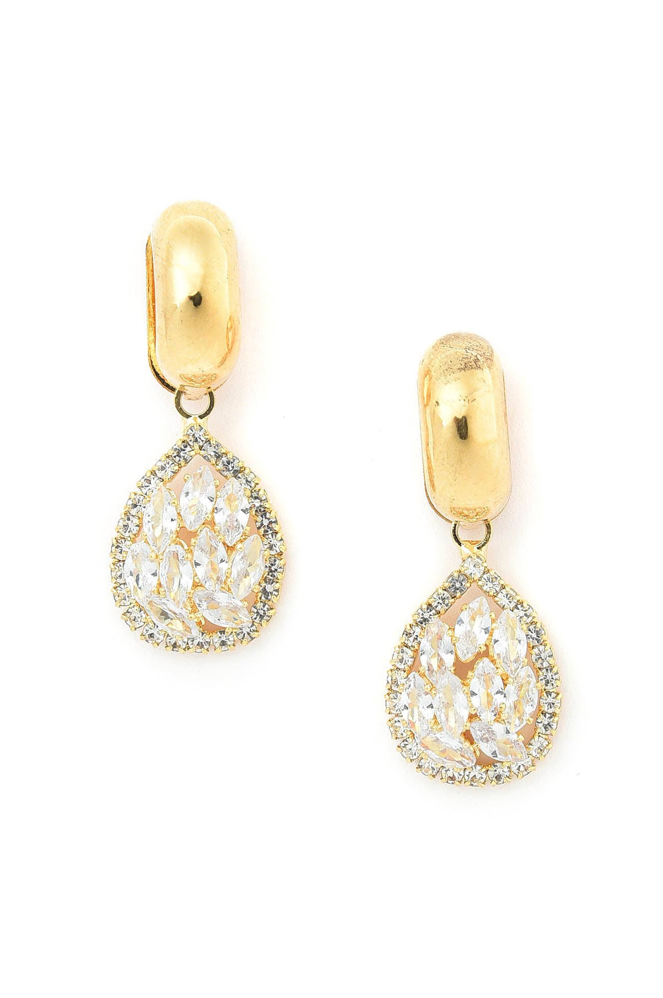 White And Golden Handcrafted Party Drop Earrings