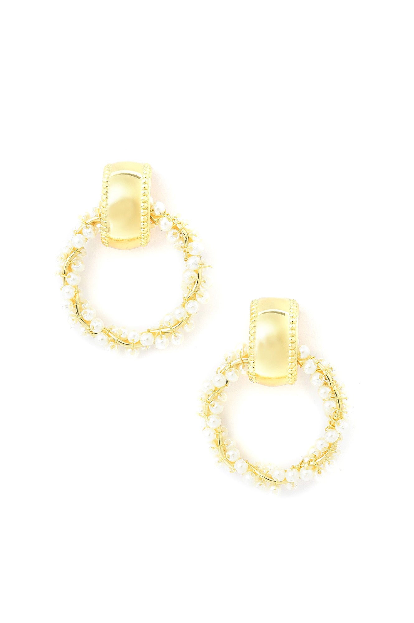 White Handcrafted Ethnic Gold Dangler