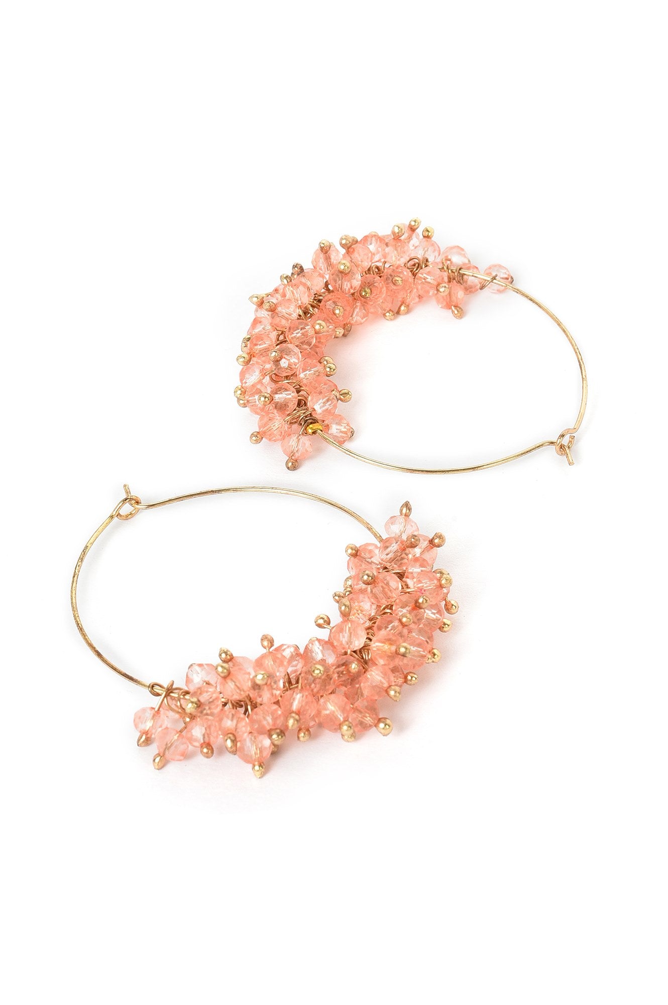 Pink Bead Work Hoop Earrings