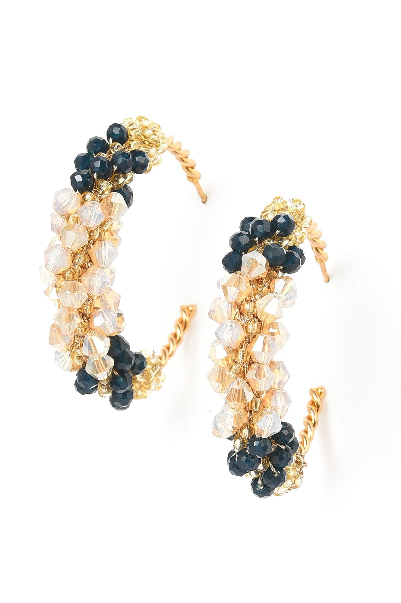 Blue Handcrafted Festive Hoop Earrings