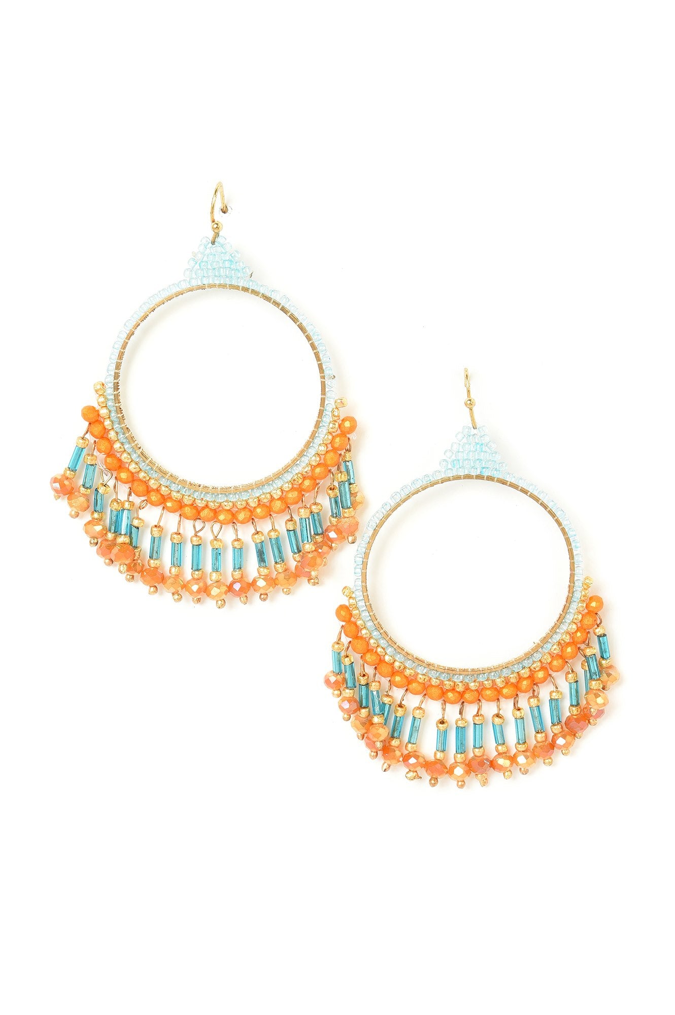 Blue Handcrafted Festive Hoop Earrings