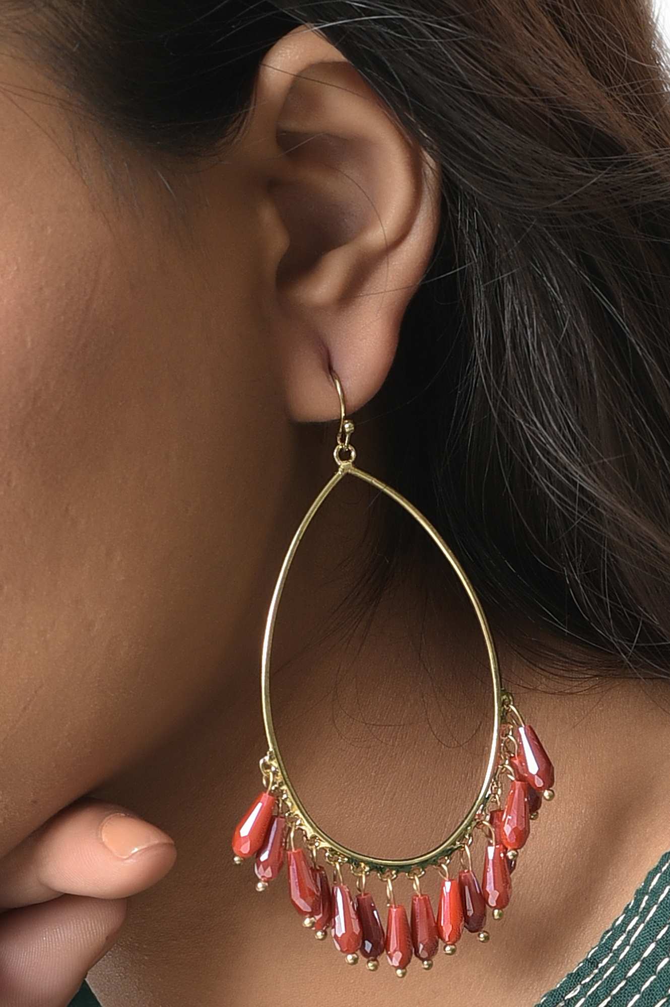 Red Handcrafted Ethnic Dangler Earrings