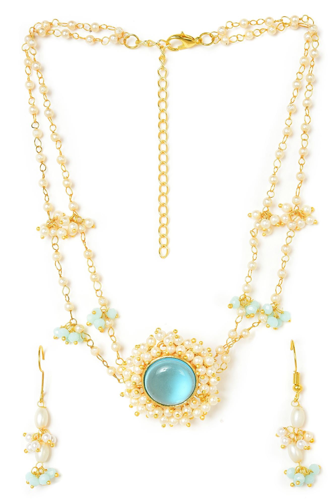 Blue Crystal Stone Princess Necklace Set