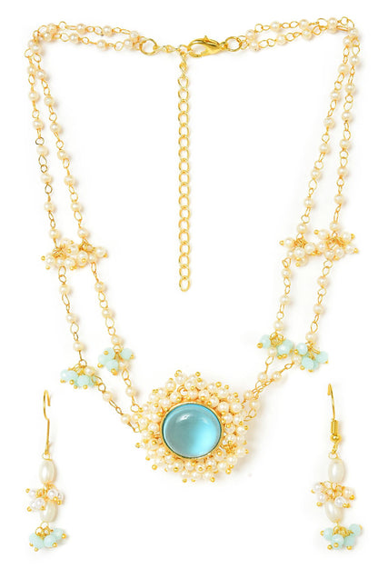 Blue Crystal Stone Princess Necklace Set