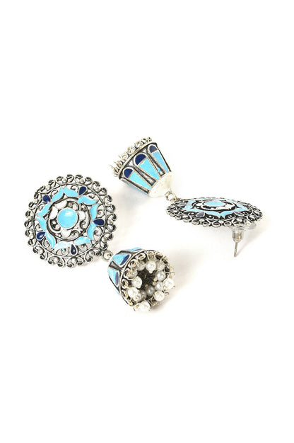 Blue And White Crystal Stone Dangler Earrings