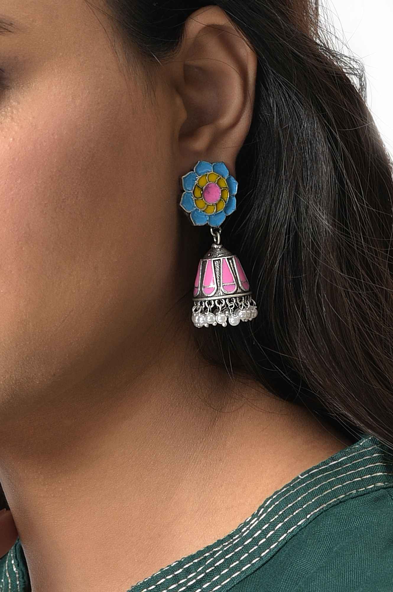 Multi Coloured Handcrafted Jhumki