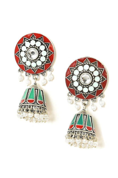 Multi Colour Silver Oxidised Jhumki