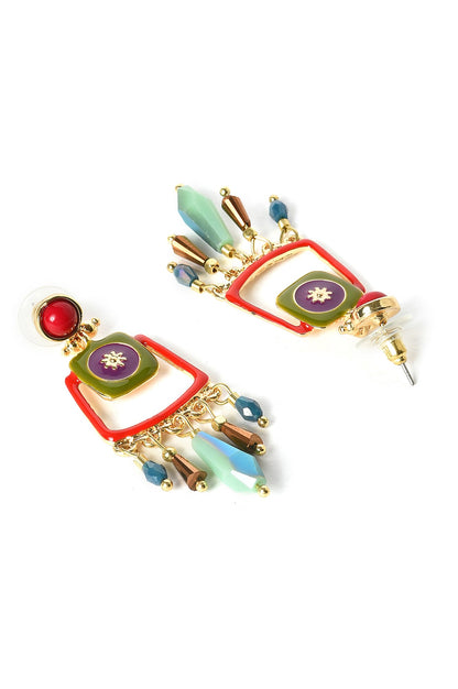 Multi-Coloured Enamelled Dangler Earrings