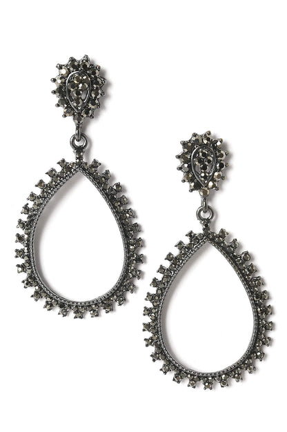 Grey Handcrafted Dangler Earrings With Stones