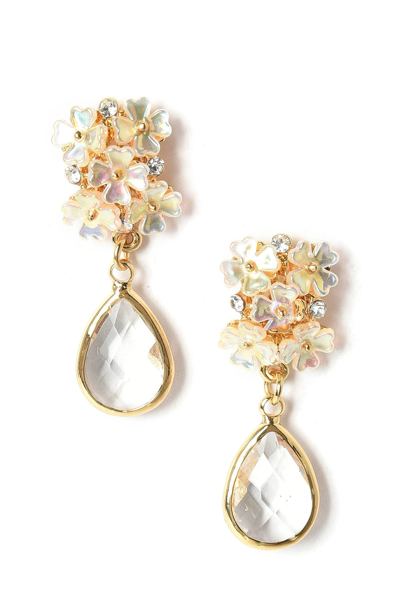 White Handcrafted Drop Earrings With Stones