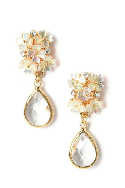 White Handcrafted Drop Earrings With Stones