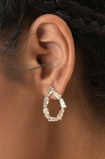 White Pear Shaped Stud Earrings