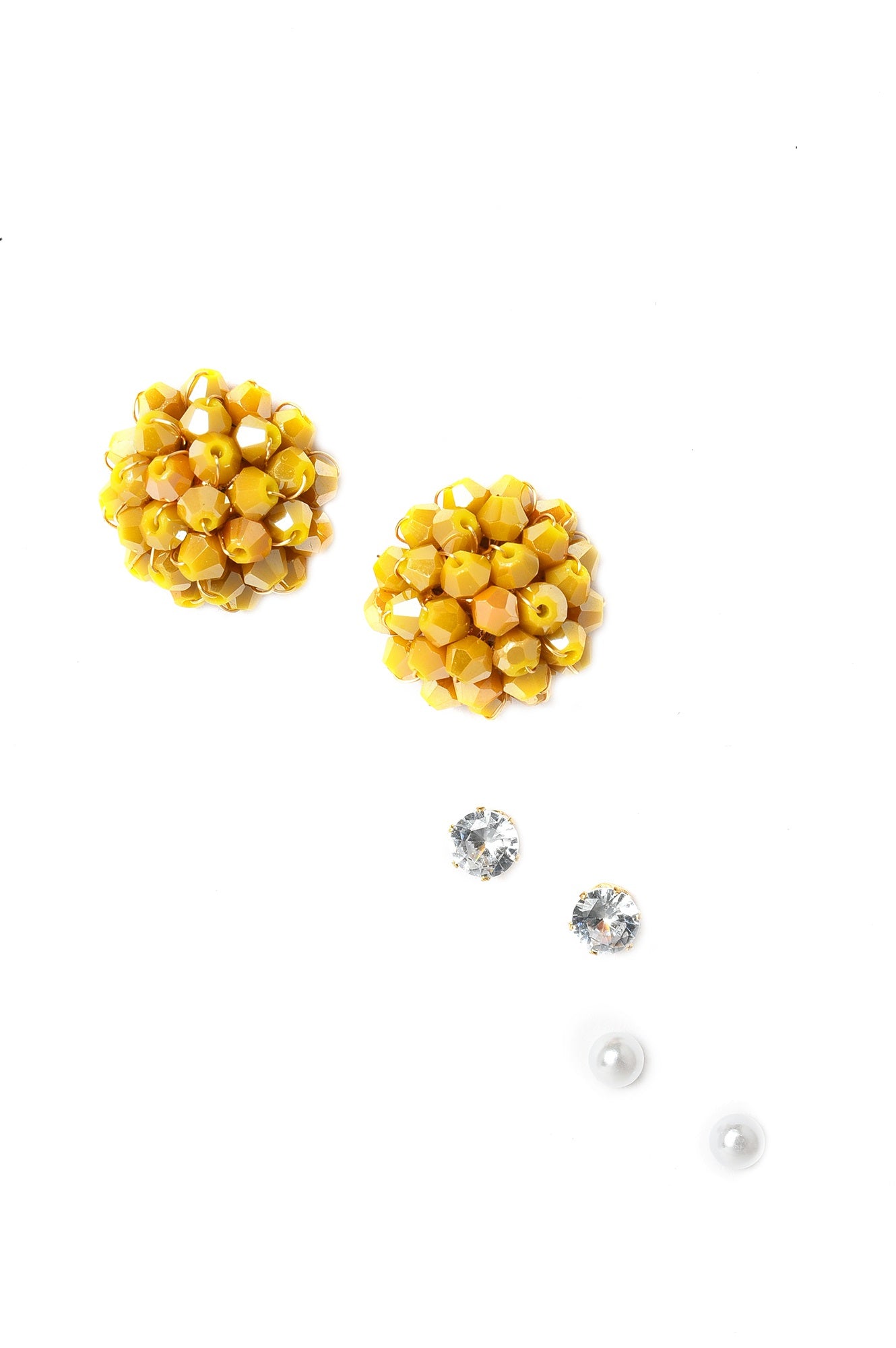 Yellow Stud Earrings Combo Of 3