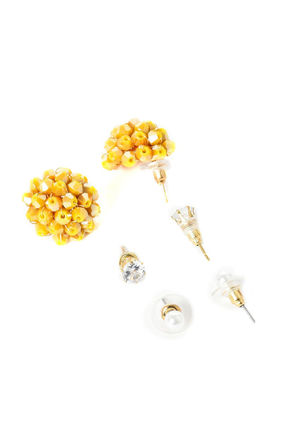 Yellow Stud Earrings Combo Of 3