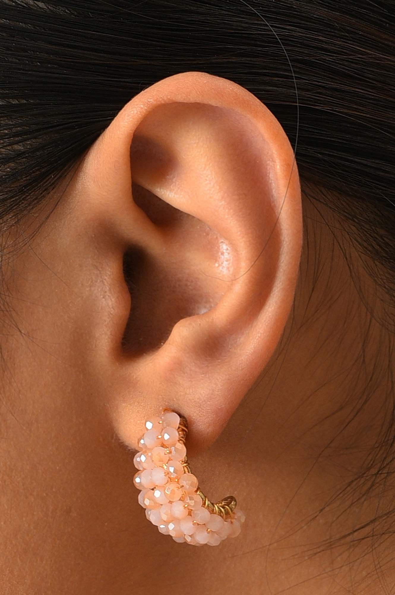 Pink Crystal Beaded Combo Stud Earrings