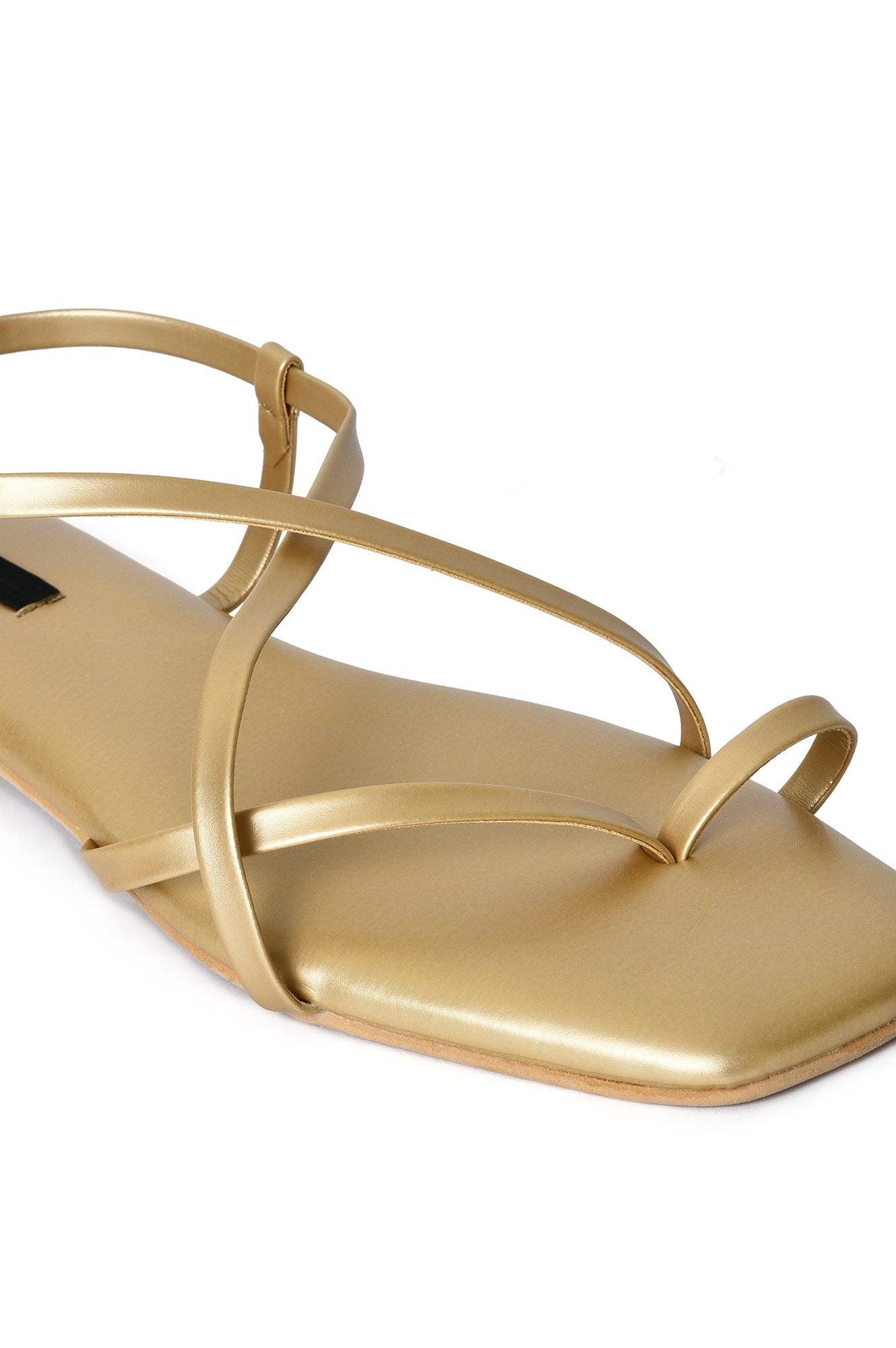 W Solid Gold Square Toe Flat - wforwoman