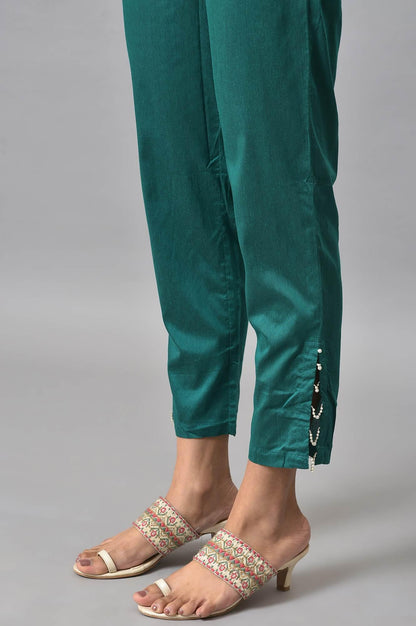 Dark Pink Boat Neck Embroidered kurta With Green Slim Pants And Printed Dupatta - wforwoman