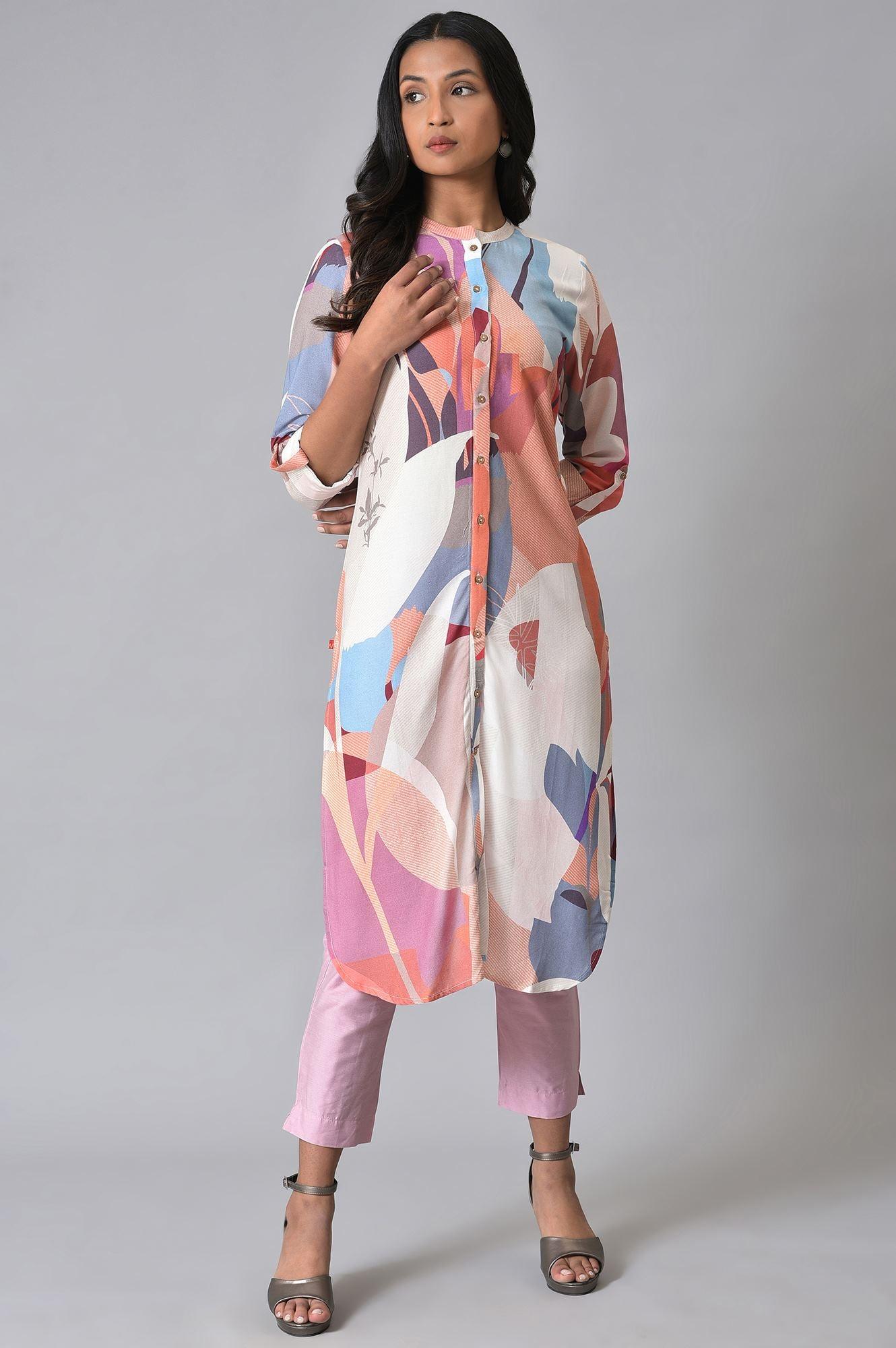 Multicoloured Printed kurta Set - wforwoman