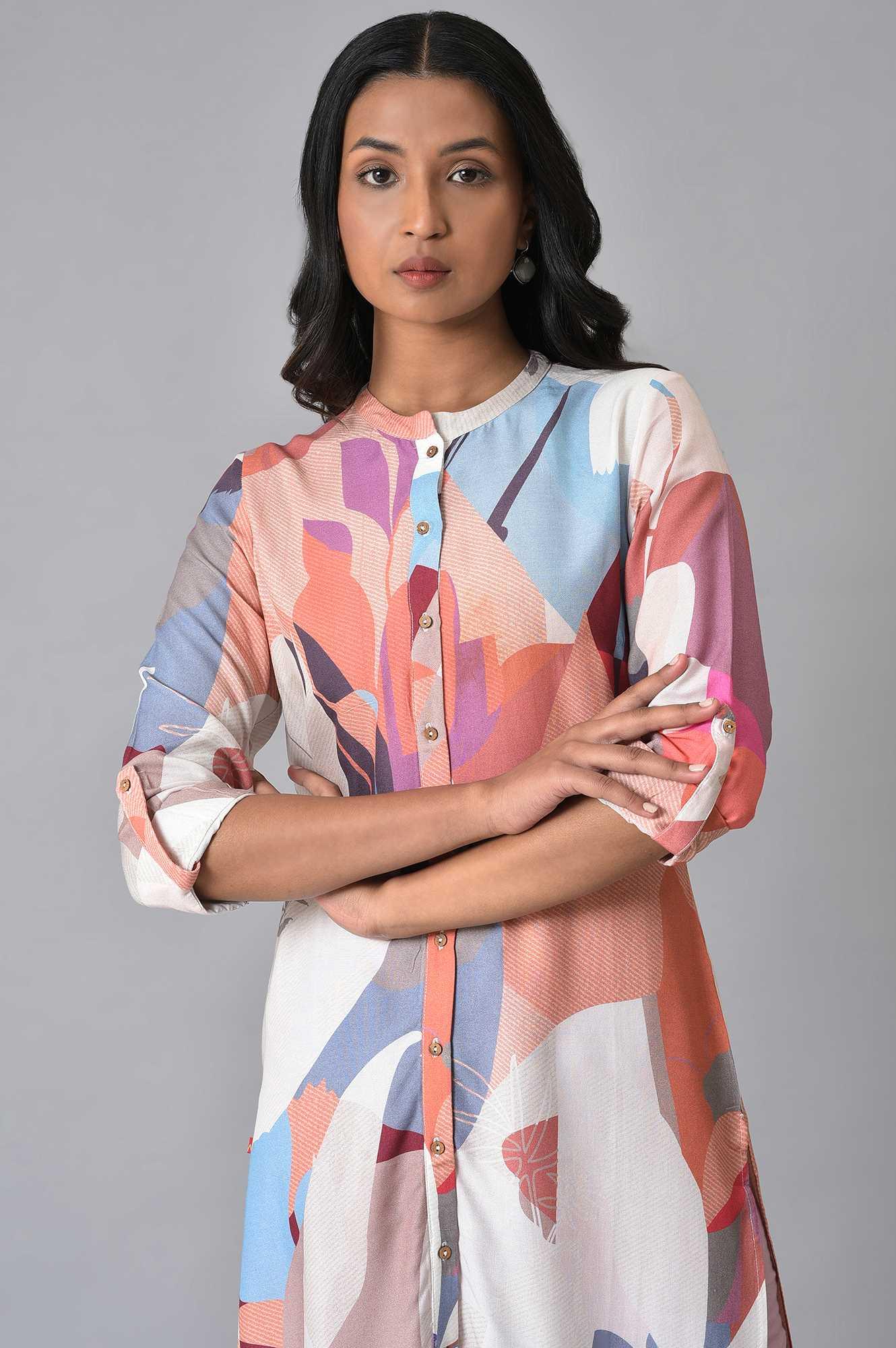 Multicoloured Printed kurta Set - wforwoman