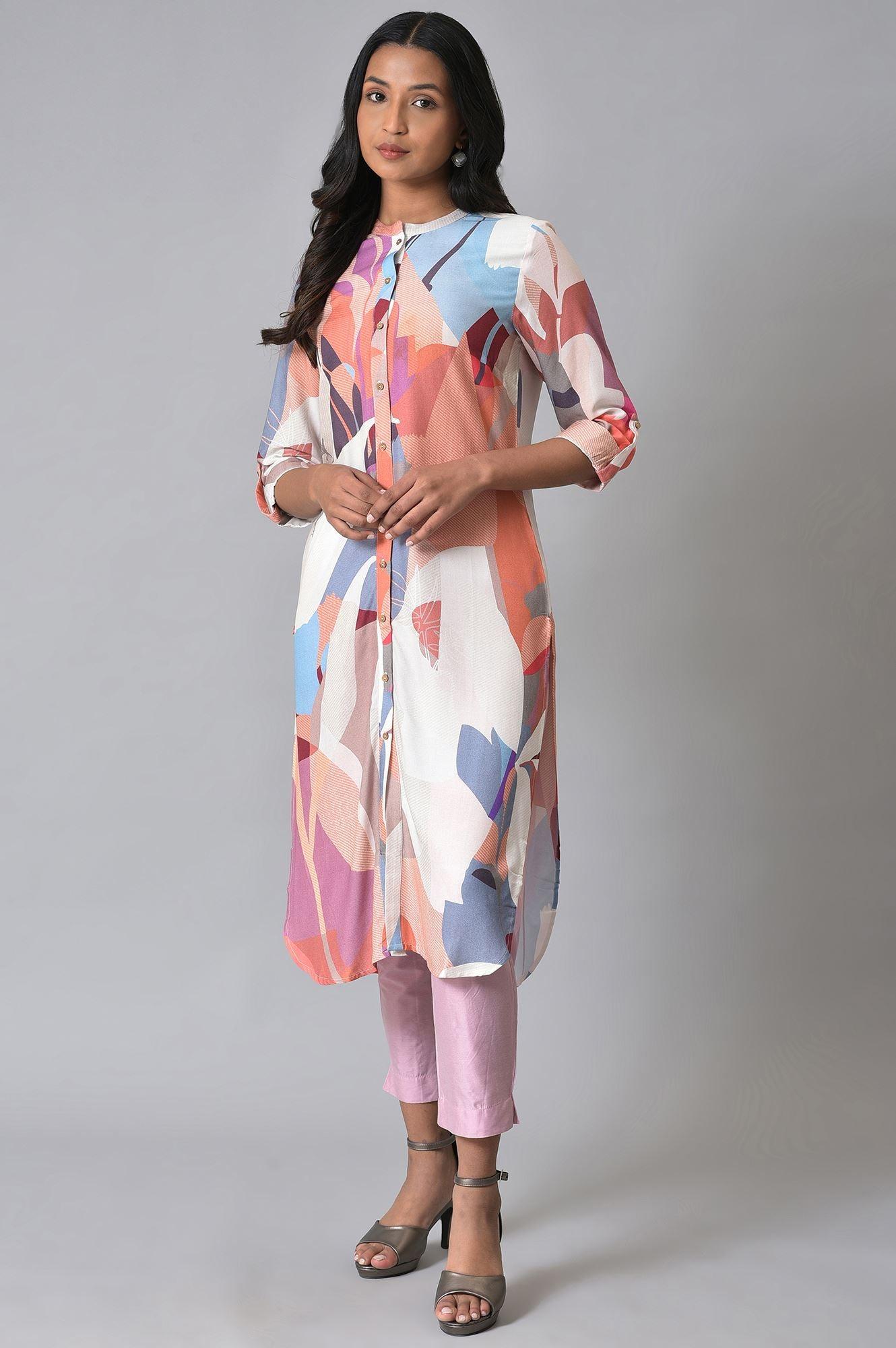 Multicoloured Printed kurta Set - wforwoman