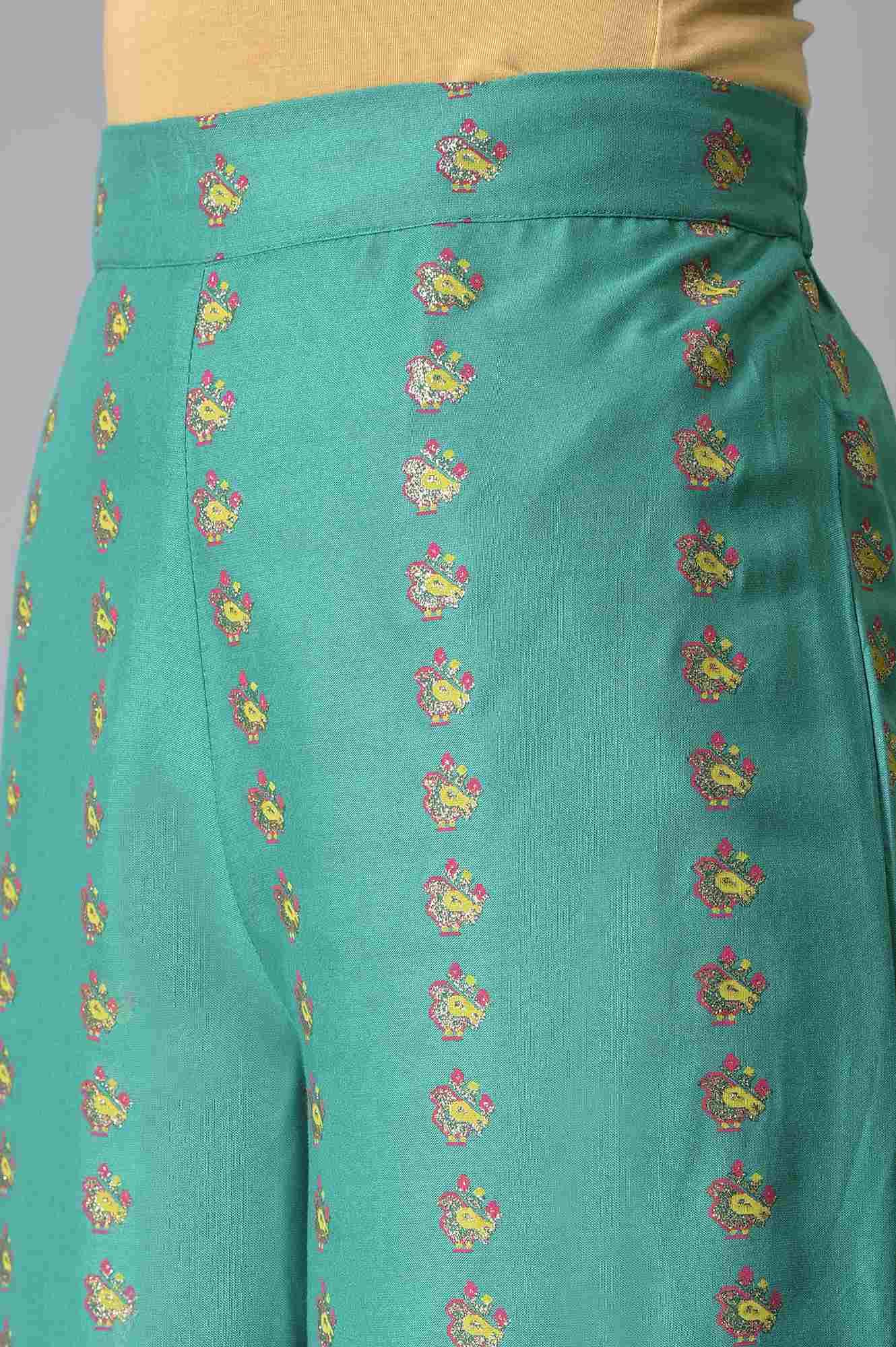 Green Embroidered kurta With Parallel Pants And Ecru Printed Dupatta - wforwoman