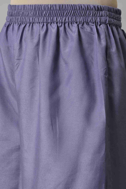 Purple Embroidered Mock Layered kurta With Paralel Pants