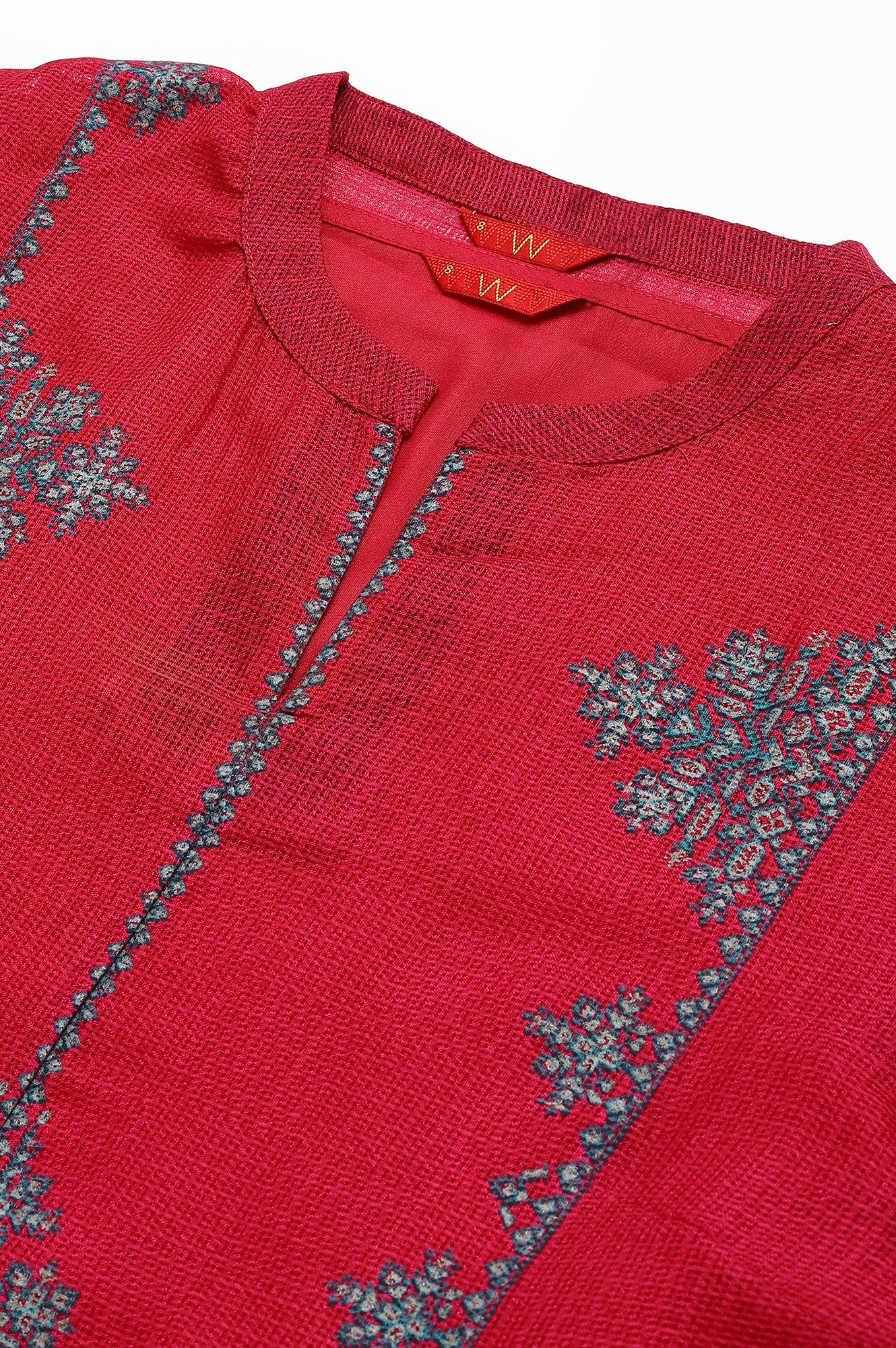 Dark Pink Kota kurta With Inner And Blue Tights